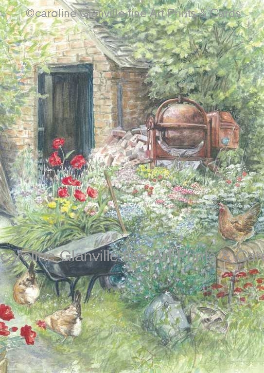 potting shed, painting by Caroline Glanville